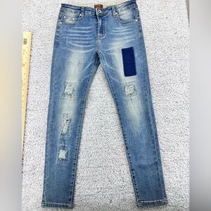 POL Clothing Patchwork Jeans Blue Size Small Women’s Waist‎ 28